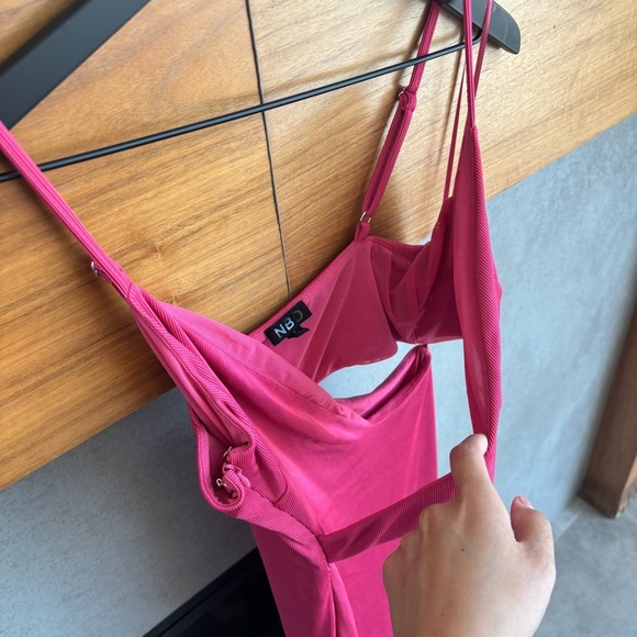 NWOT NBD Titan Gown in Fuchsia Side Cut Out Maxi Dress, Size S - Picture 8 of 16